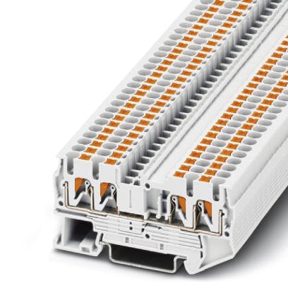 Phoenix Contact Multi-Conductor Terminal Block; PT 2.5-QUATTRO WH; 20A; 600V; 1-Level; #26 - #12; Push-In Connection; White